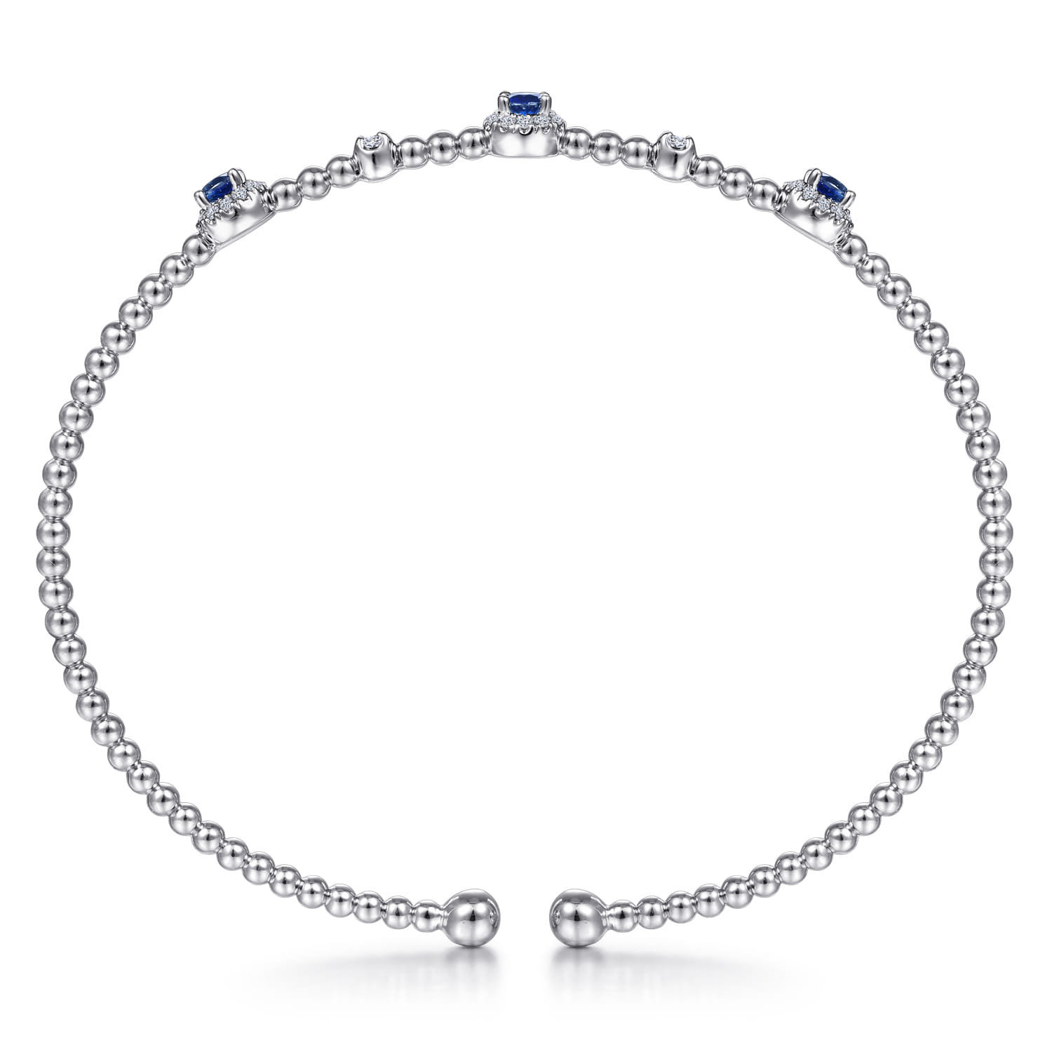 14K White Gold Bujukan Sapphire and Diamond Halo Bangle - 0.2 ct - Shot 3