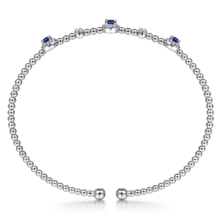 14K White Gold Bujukan Sapphire and Diamond Halo Bangle - 0.2 ct - Shot 3