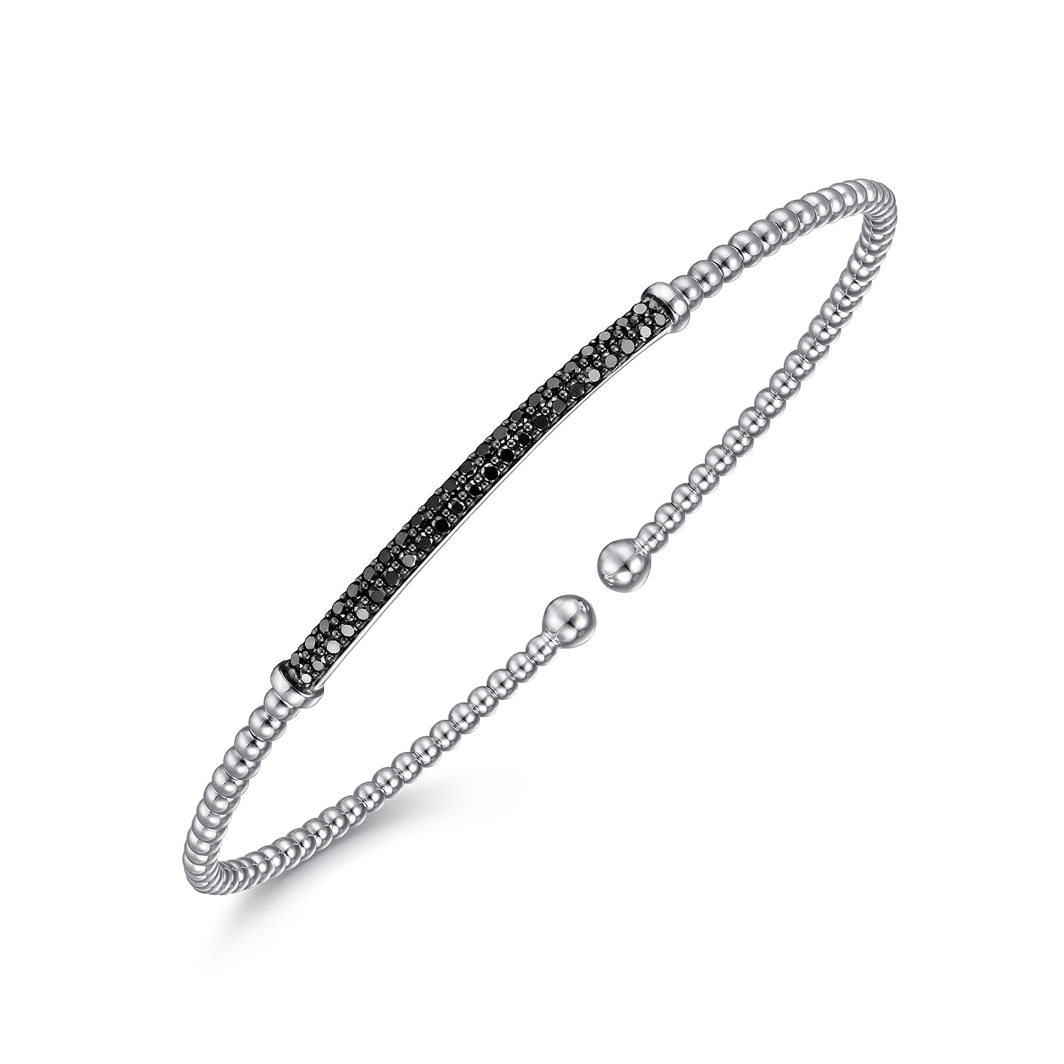 14K White Gold Bujukan Split Cuff Bracelet with Black Diamond Pave Bar - 0.4 ct - Shot 2