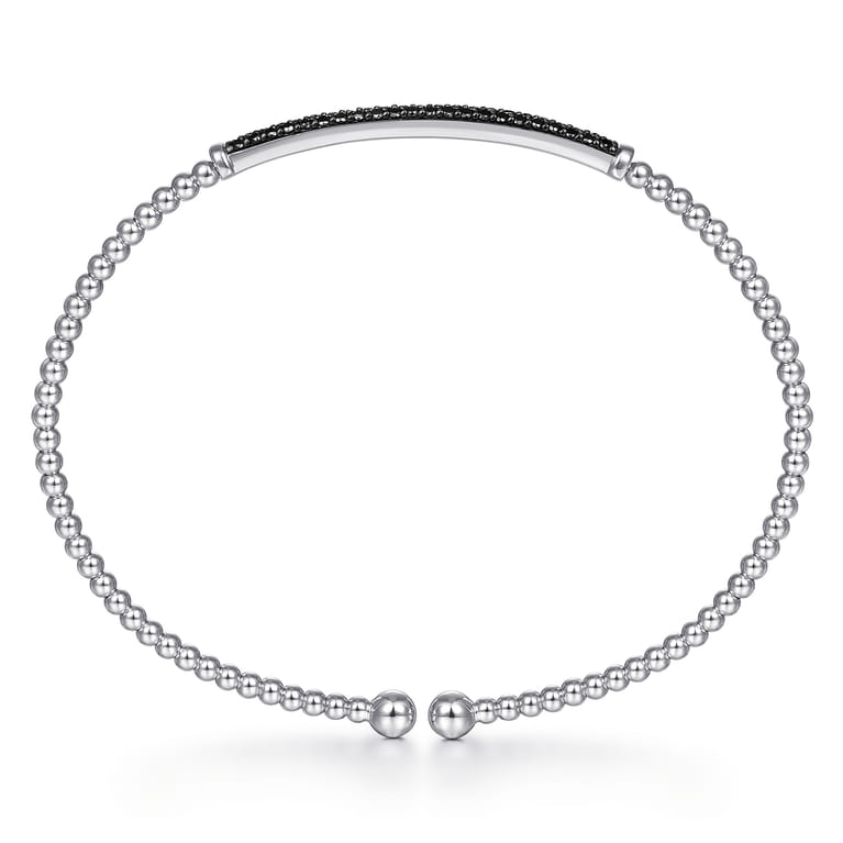 14K White Gold Bujukan Split Cuff Bracelet with Black Diamond Pave Bar - 0.4 ct - Shot 3