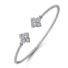 14K White Gold Bujukan Split Cuff Bracelet with Diamond Flower Caps - 0.21 ct