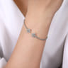 14K White Gold Bujukan Split Cuff Bracelet with Diamond Flower Caps - 0.23 ct