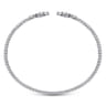 14K White Gold Bujukan Split Cuff Bracelet with Diamond Flower Caps - 0.23 ct