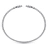 14K White Gold Bujukan Split Cuff Bracelet with Diamond Flower Caps - 0.23 ct