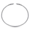 14K White Gold Bujukan Split Cuff Bracelet with Diamond Flower Caps - 0.23 ct