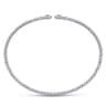 14K White Gold Bujukan Split Cuff Bracelet with Diamond Flower Caps - 0.09 ct