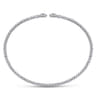 14K White Gold Bujukan Split Cuff Bracelet with Diamond Flower Caps - 0.09 ct