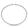 14K White Gold Bujukan Split Cuff Bracelet with Diamond Flower Caps - 0.09 ct