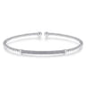 14K White Gold Bujukan Split Cuff Bracelet with Diamond Pave Bar - 0.3 ct