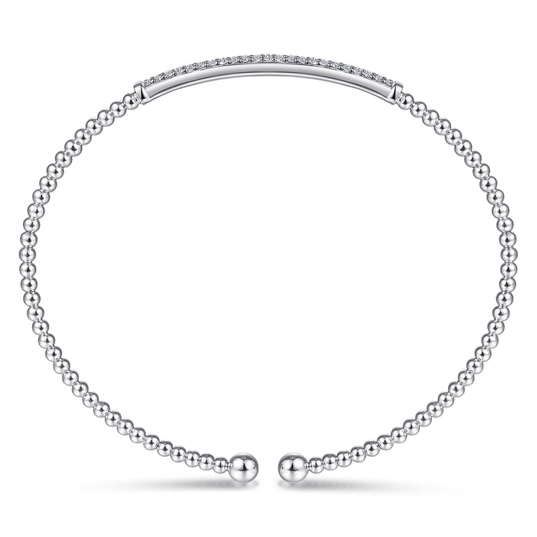 14K White Gold Bujukan Split Cuff Bracelet with Diamond Pave Bar - 0.3 ct - Shot 3