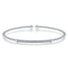 14K White Gold Bujukan Split Cuff Bracelet with Diamond Pave Bar - 0.3 ct