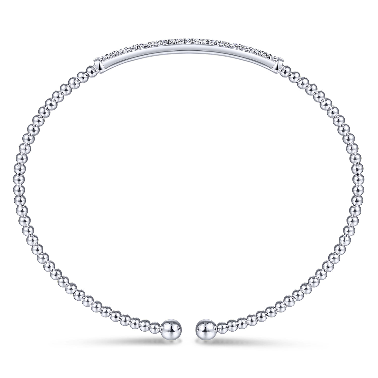 14K White Gold Bujukan Split Cuff Bracelet with Diamond Pave Bar - 0.3 ct - Shot 3