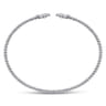 14K White Gold Bujukan Split Cuff Bracelet with Diamond Pave Fan Caps - 0.18 ct