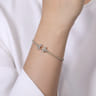 14K White Gold Bujukan Split Cuff Bracelet with Diamond Pave Fan Caps - 0.2 ct