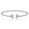14K White Gold Bujukan Split Cuff Bracelet with Diamond Pave Fan Caps - 0.2 ct