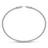 14K White Gold Bujukan Split Cuff Bracelet with Diamond Pave Fan Caps - 0.2 ct