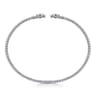 14K White Gold Bujukan Split Cuff Bracelet with Diamond Pave Flower Caps - 0.18 ct