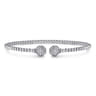 14K White Gold Bujukan Split Cuff Bracelet with Diamond Pave Hexagon Caps - 0.11 ct