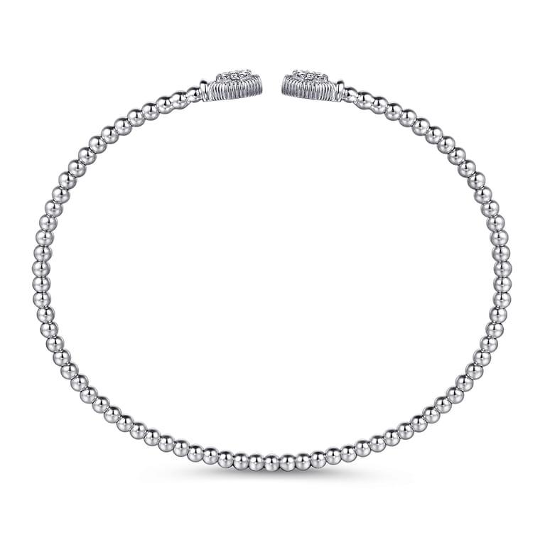 14K White Gold Bujukan Split Cuff Bracelet with Diamond Pave Hexagon Caps - 0.11 ct - Shot 3