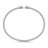 14K White Gold Bujukan Split Cuff Bracelet with Diamond Pave Hexagon Caps - 0.11 ct