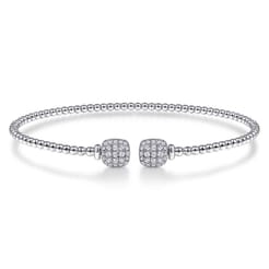 14K White Gold Bujukan Split Cuff Bracelet with Pav¿ª Diamond Squares