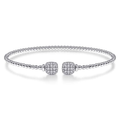 14K White Gold Bujukan Split Cuff Bracelet with Pav¿ª Diamond Squares