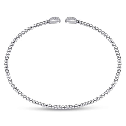 14K White Gold Bujukan Split Cuff Bracelet with Pav¿ª Diamond Squares