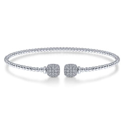 14K White Gold Bujukan Split Cuff Bracelet with Pav¿ª Diamond Squares
