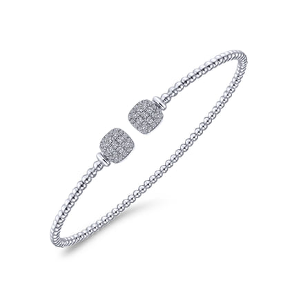 14K White Gold Bujukan Split Cuff Bracelet with Pav¿ª Diamond Squares