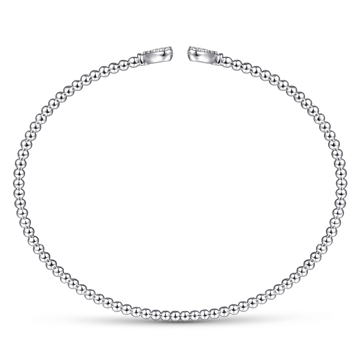 14K White Gold Bujukan Split Cuff Bracelet with Pave Diamond Hearts - 0.19 ct - Shot 3