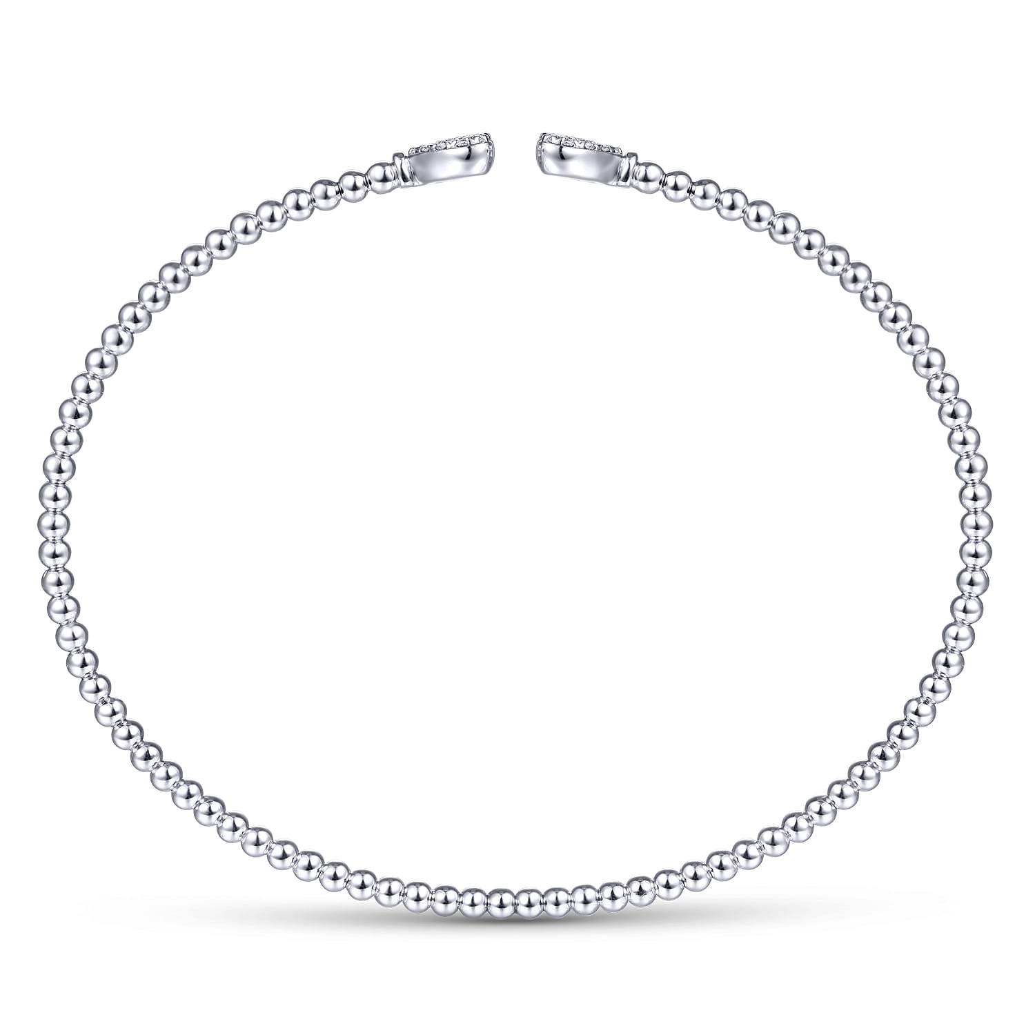 14K White Gold Bujukan Split Cuff Bracelet with Pave Diamond Hearts - 0.19 ct - Shot 3