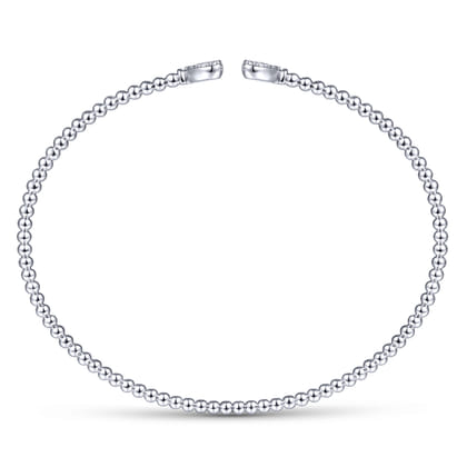 14K White Gold Bujukan Split Cuff Bracelet with Pave Diamond Hearts