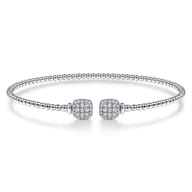 14K White Gold Bujukan Split Cuff Bracelet with Pave Diamond Squares