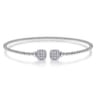 14K White Gold Bujukan Split Cuff Bracelet with Pave Diamond Squares - 0.25 ct