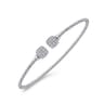 14K White Gold Bujukan Split Cuff Bracelet with Pave Diamond Squares - 0.25 ct