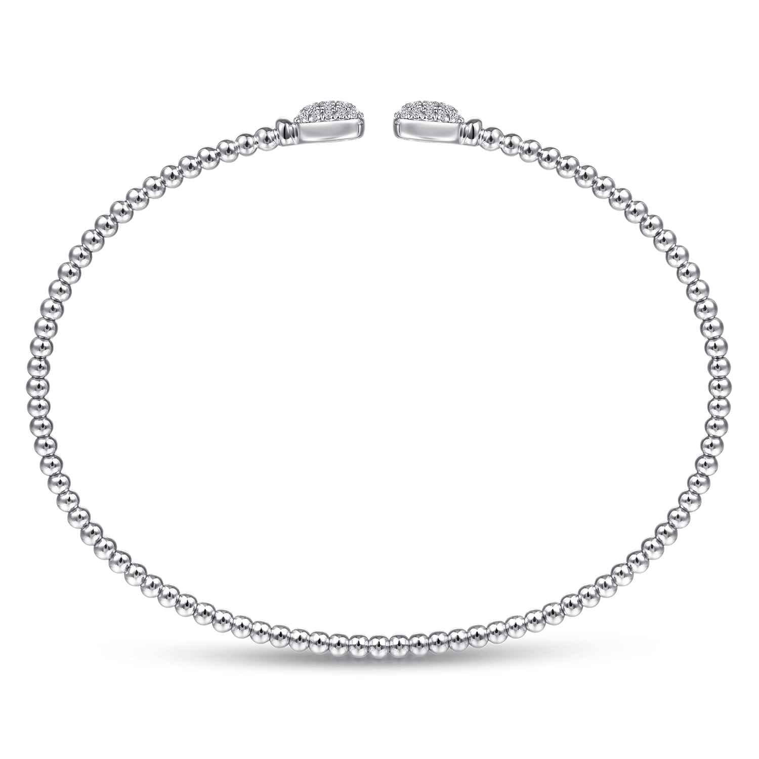 14K White Gold Bujukan Split Cuff Bracelet with Pave Diamond Squares - 0.25 ct - Shot 3