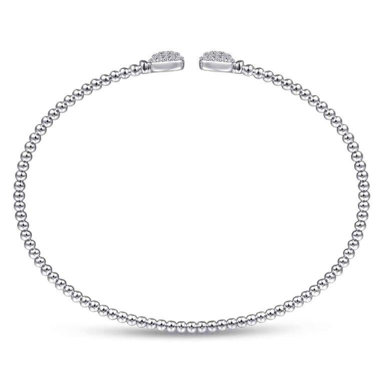 14K White Gold Bujukan Split Cuff Bracelet with Pave Diamond Squares - 0.25 ct - Shot 3