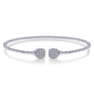 14K White Gold Bujukan Split Cuff Bracelet with Pave Diamond Squares