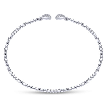14K White Gold Bujukan Split Cuff Bracelet with Pave Diamond Squares
