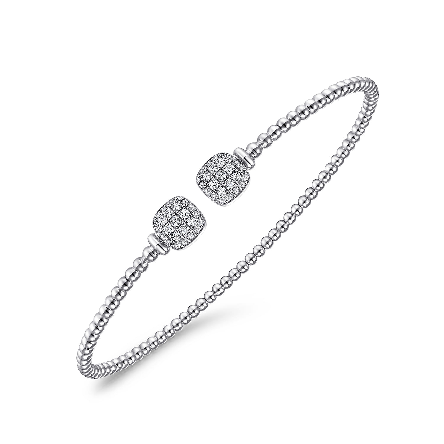 14K White Gold Bujukan Split Cuff Bracelet with Pave Diamond Squares - 0.3 ct - Shot 2
