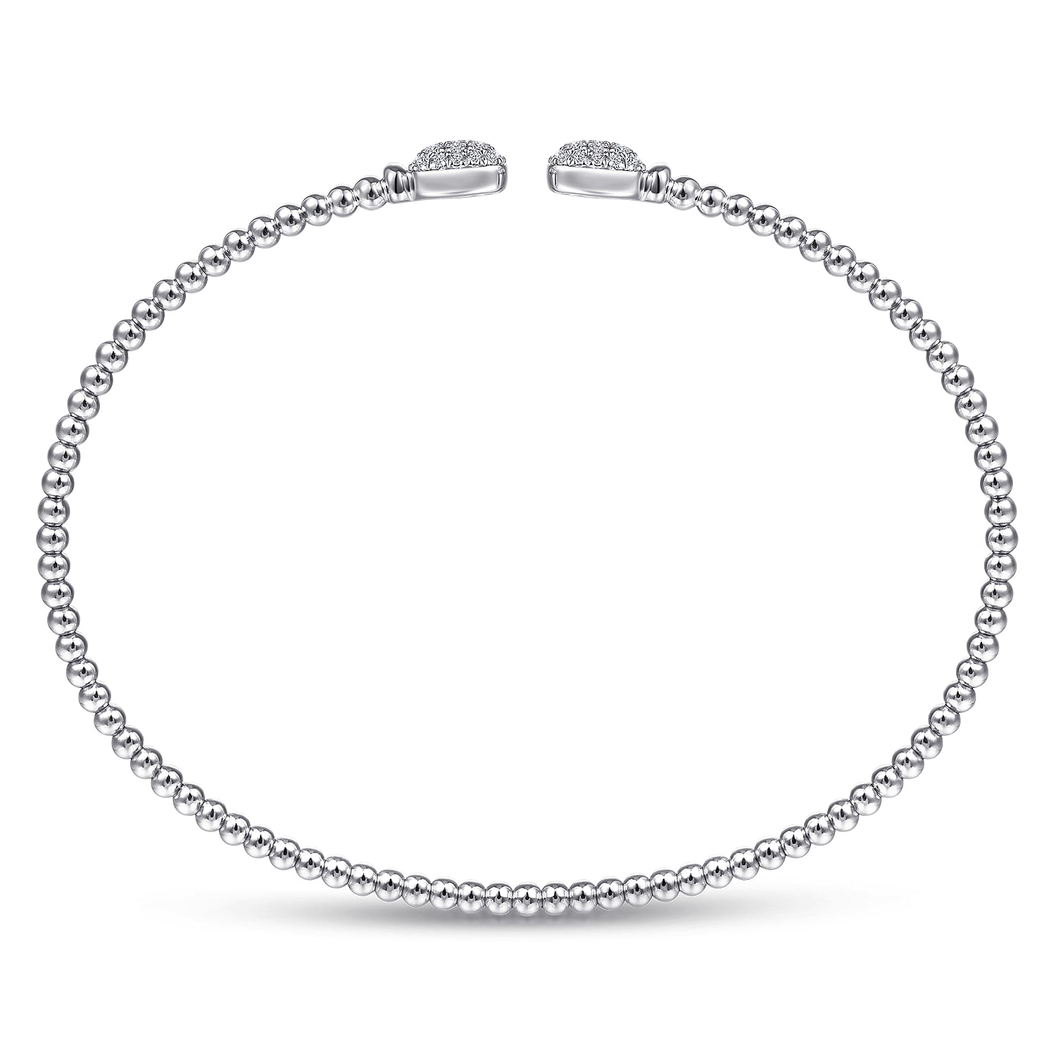 14K White Gold Bujukan Split Cuff Bracelet with Pave Diamond Squares - 0.3 ct - Shot 3