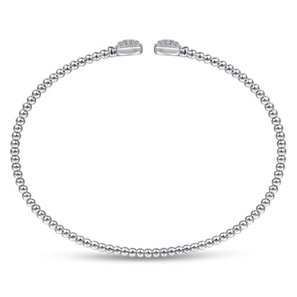 14K White Gold Bujukan Split Cuff Bracelet with Pave Diamond Squares