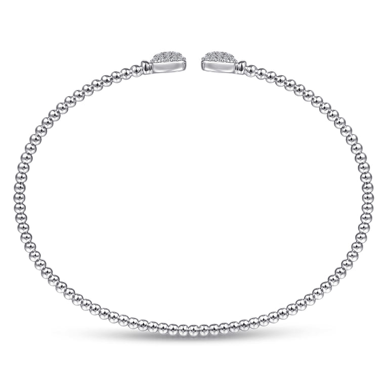 14K White Gold Bujukan Split Cuff Bracelet with Pave Diamond Squares - 0.3 ct - Shot 3