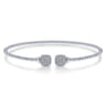 14K White Gold Bujukan Split Cuff Bracelet with Pave Diamond Squares - 0.3 ct