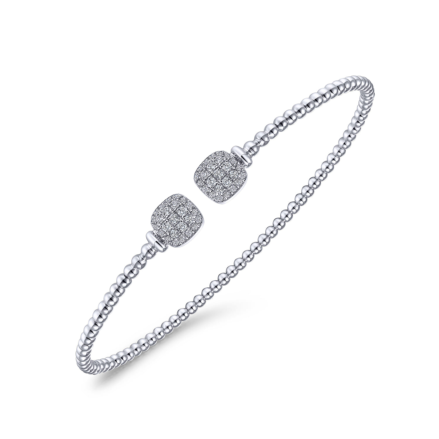 14K White Gold Bujukan Split Cuff Bracelet with Pave Diamond Squares - 0.3 ct - Shot 2