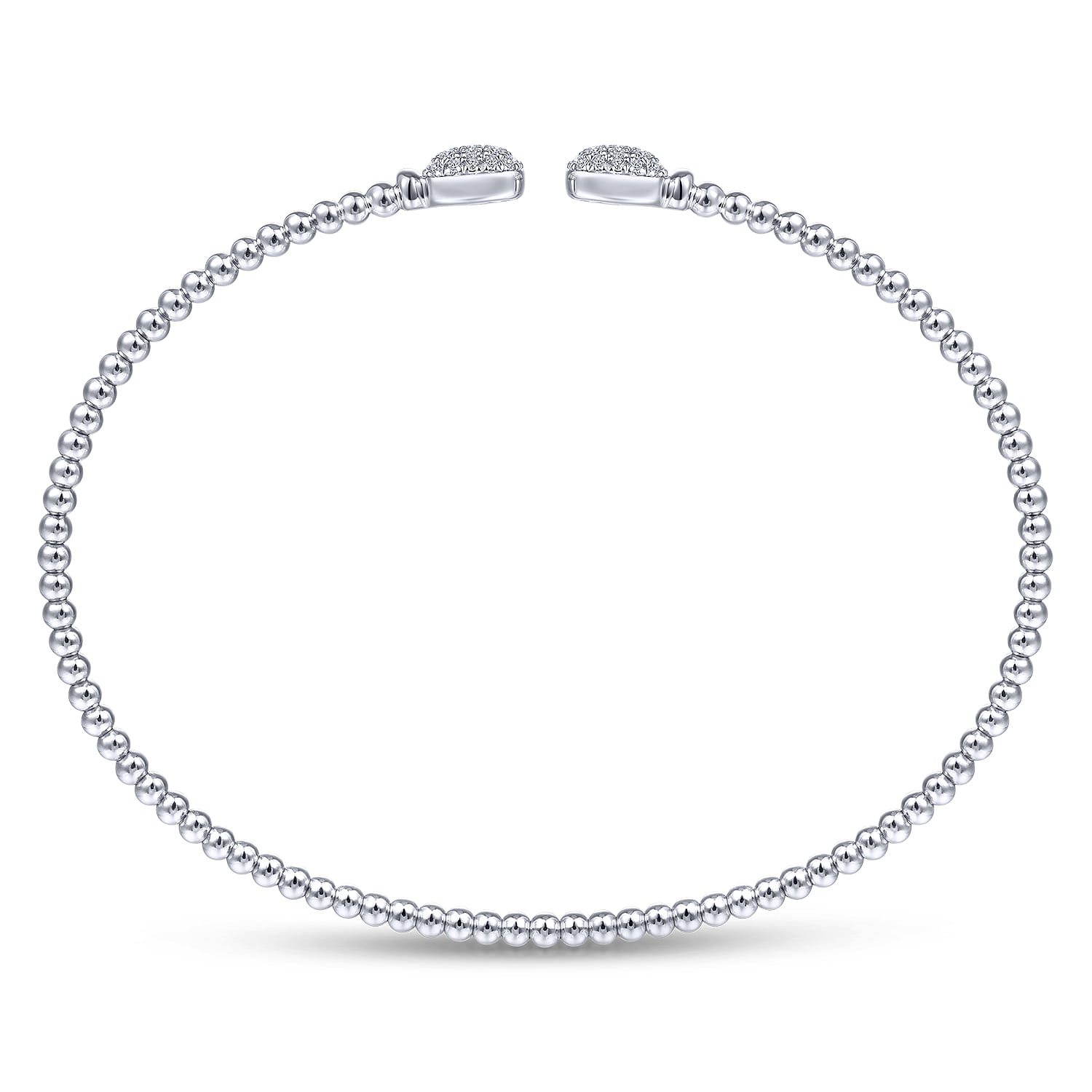 14K White Gold Bujukan Split Cuff Bracelet with Pave Diamond Squares - 0.3 ct - Shot 3