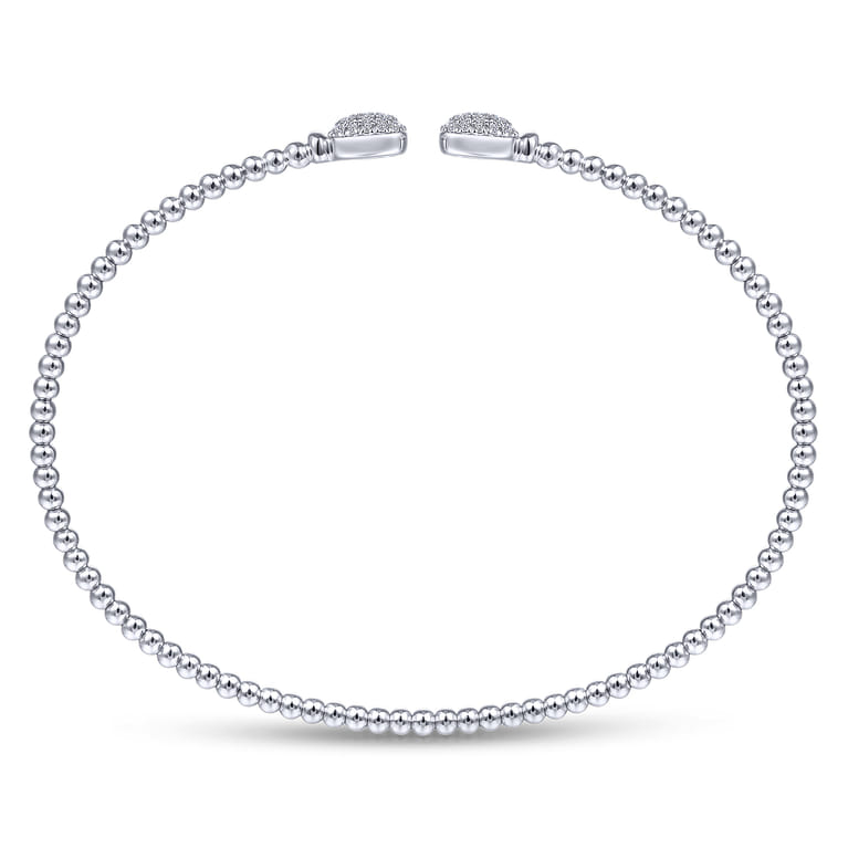 14K White Gold Bujukan Split Cuff Bracelet with Pave Diamond Squares - 0.3 ct - Shot 3