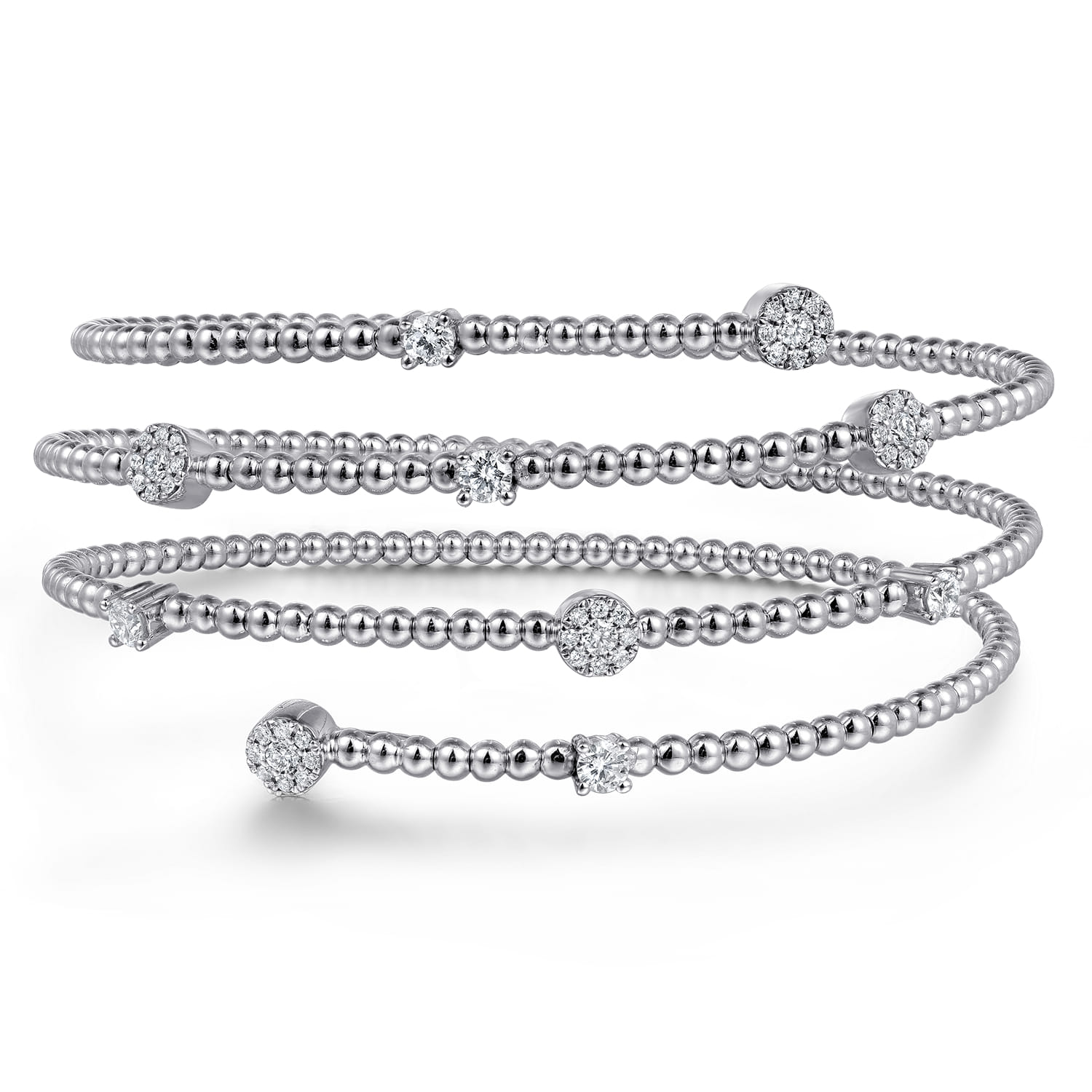 14K White Gold Bujukan Wrap Diamond Bangle - 0.75 ct - Shot 1