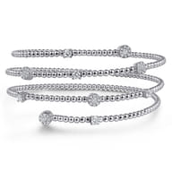 14K White Gold Bujukan Wrap Diamond Bangle