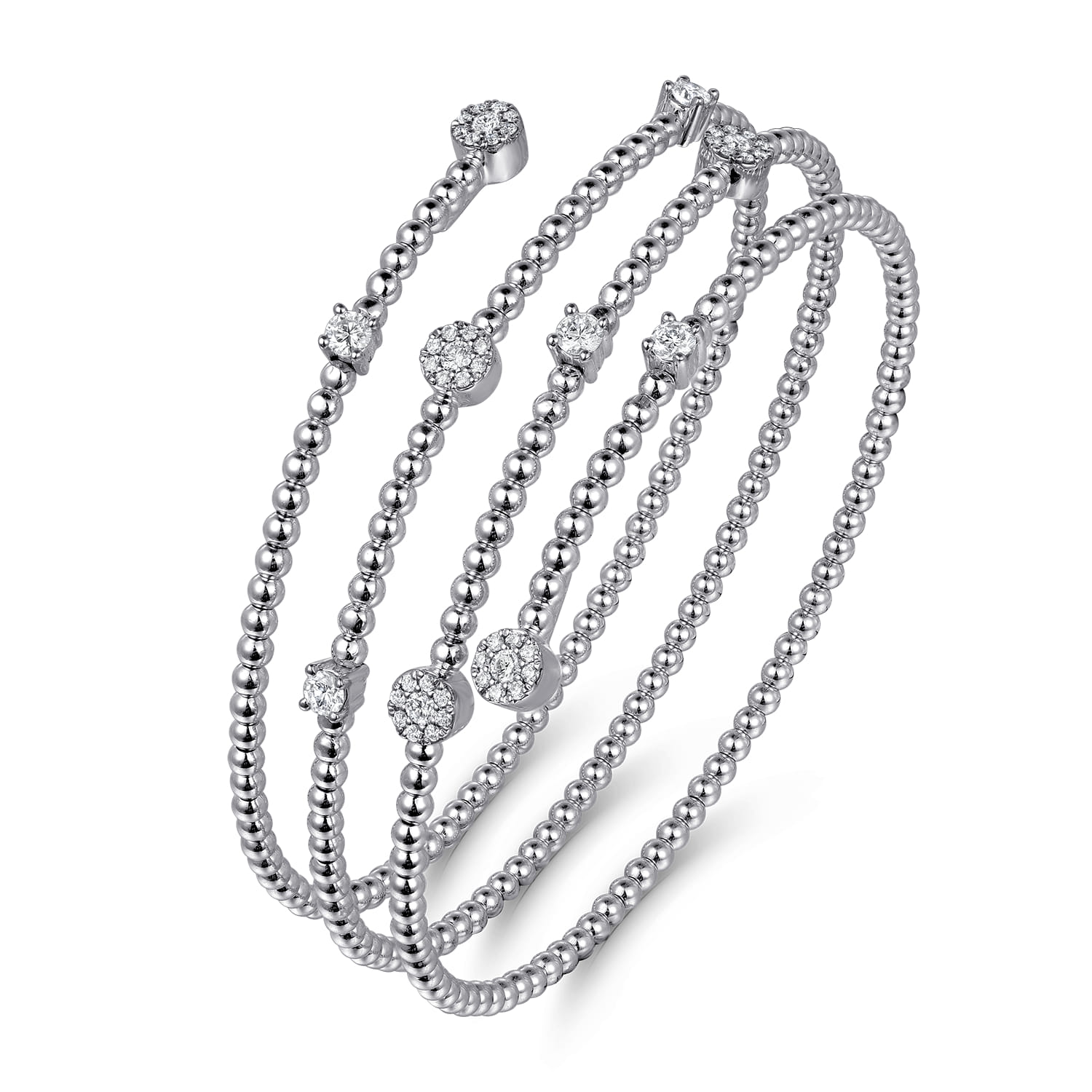 14K White Gold Bujukan Wrap Diamond Bangle - 0.75 ct - Shot 2